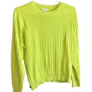 Kim Rogers Vibrant Green Cable Knit Sweater